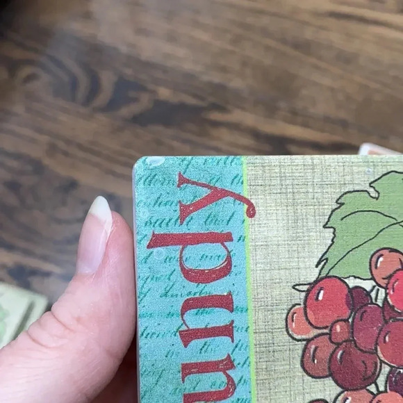 Red Burgundy Red Wine Square Cork Grapes Fruit Coasters Set of 4 - Picture 8 of 10